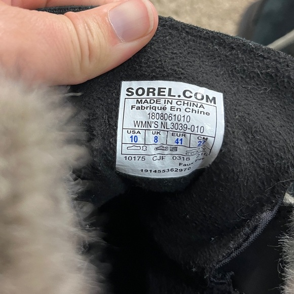 Sorel Explorer Joan Black/ Stone High Top leather boots sz 10 - Picture 13 of 16